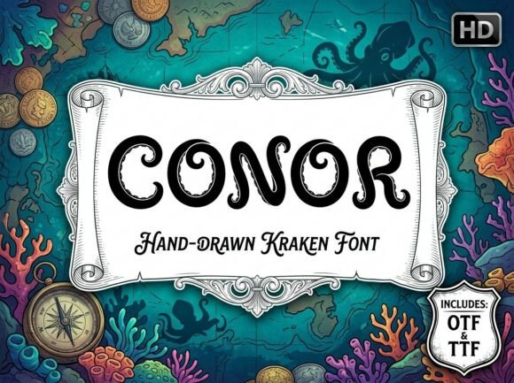 Conor: A Hand-Drawn Display Typeface with Legendary Depth